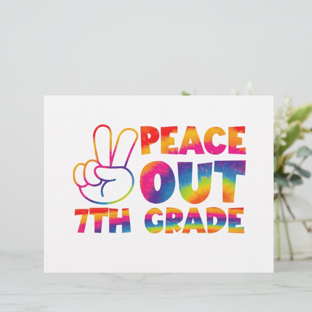 Peace Out Seventh Grade Tie Dye Last Day 7th Grade Letterhead (Standing Front)