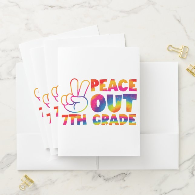 Peace Out Seventh Grade Tie Dye Last Day 7th Grade Pocket Folder (In Situ)