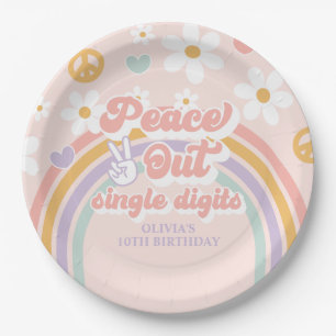 Peace Out Single Digits 10th Birthday Paper Plates