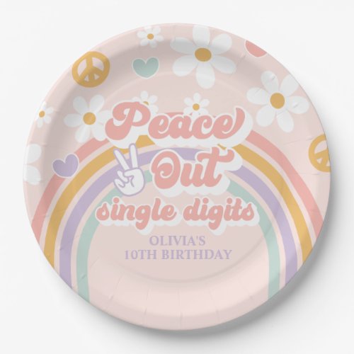 Peace Out Single Digits 10th Birthday Paper Plates