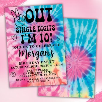 Peace Out Single Digits 10th Birthday Party Invitation by WittyPrintables at Zazzle