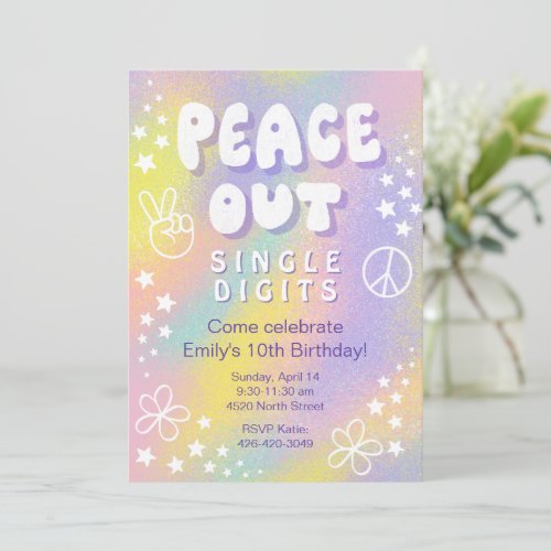 Peace Out Single Digits Birthday Invitation