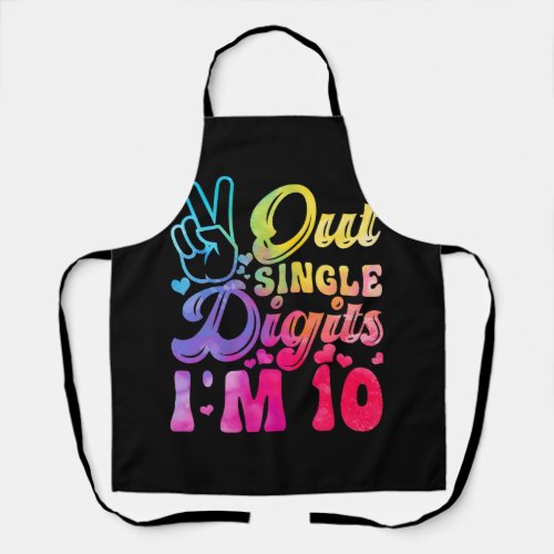 Peace Out Single Digits I_m 10 Year Old 10th Birth Apron