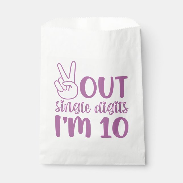 Peace Out Single Digits I'm 10! Favor Bag (Front)
