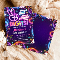 Peace Out Single Digits Neon Glow Girl Birthday