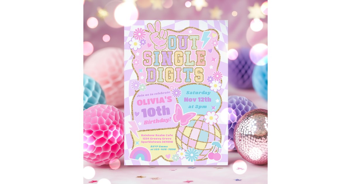 Peace Out Single Digits Preppy Varsity Birthday Invitation