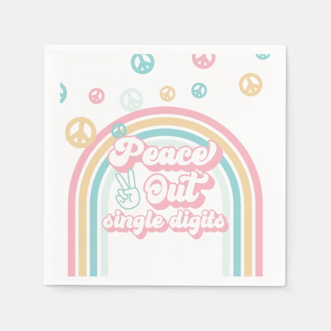 Peace Out Single Digits Retro Summer Rainbow Napkins (Front)