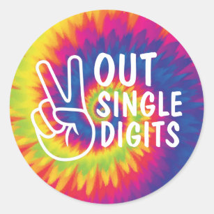 Peace out single digits tie dye 10th Birthday Classic Round Sticker