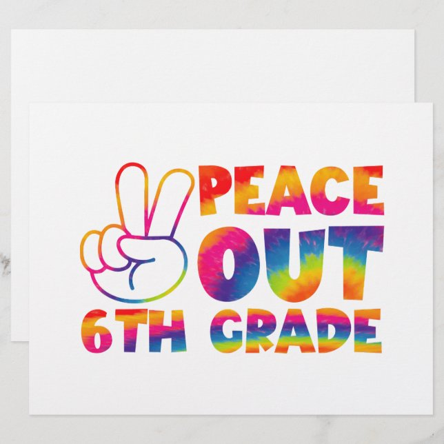 Peace Out Sixth Grade Tie Dye Last Day 6th Grade  Letterhead (Front/Back)