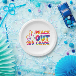 Peace Out Third Grade Tie Dye Last Day 3rd Grade Paper Plates