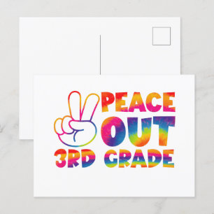 Peace Out Third Grade Tie Dye Last Day 3rd Grade  Postcard