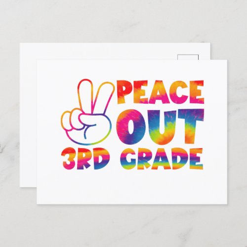 Peace Out Third Grade Tie Dye Last Day 3rd Grade  Postcard