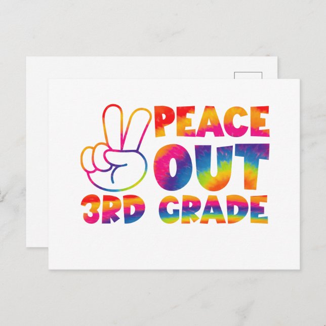 Peace Out Third Grade Tie Dye Last Day 3rd Grade  Postcard (Front/Back)