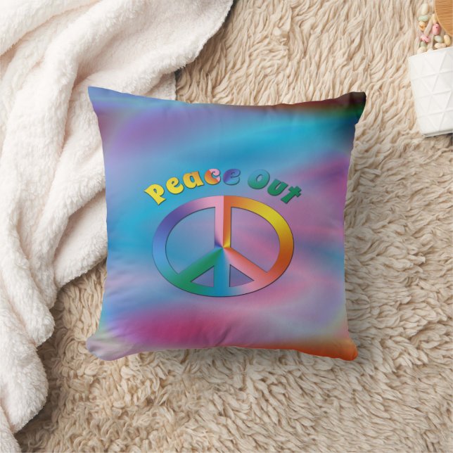Peace Out Throw Pillow (Blanket)