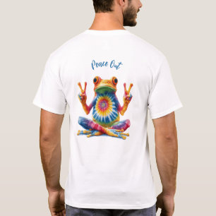 Peace Out Tie-Dye Frog Custom Hippie Yoga Funny T-Shirt