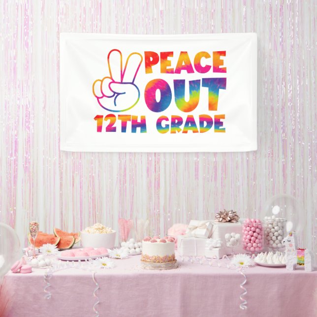 Peace Out Twelfth Grade Tie Dye 12th Grade  Banner (Party)