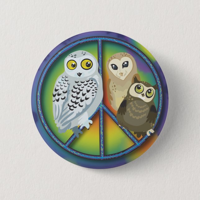 Peace Owl~ Buttons! Button (Front)