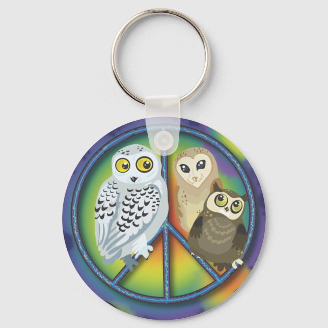 Peace Owl~keychain Keychain (Front)