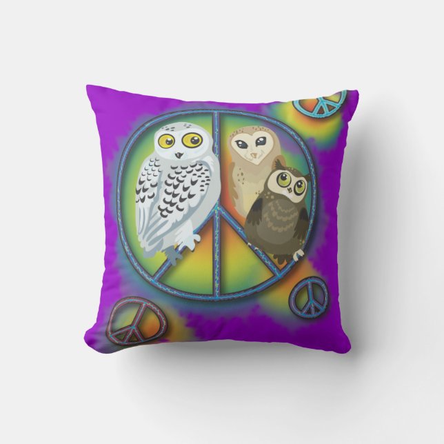 Peace Owl~pillow Throw Pillow (Front)