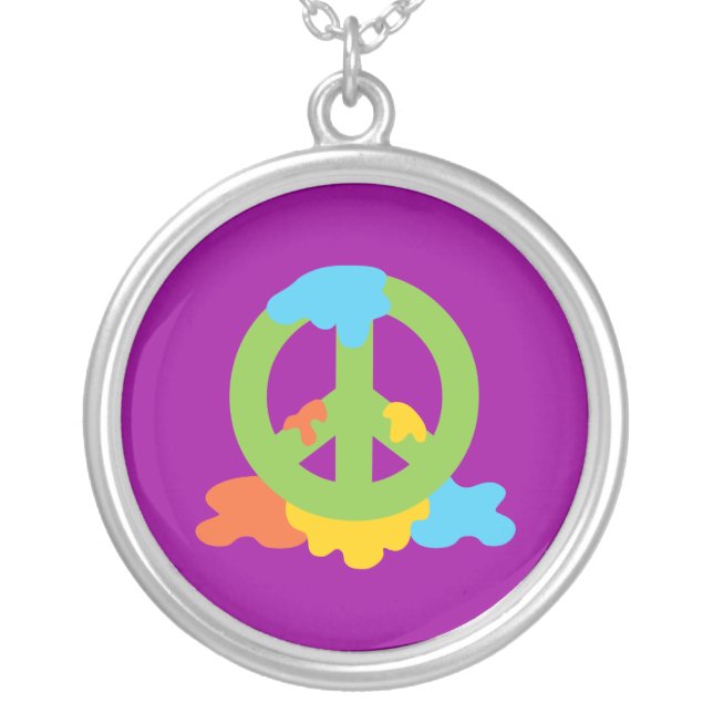 Peace Paint Silver Plated Necklace (Front)