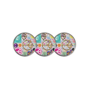 Peace & Paisley Collage Golf Ball Marker by StuffOrSomething at Zazzle
