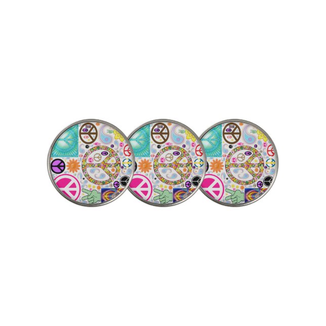 Peace & Paisley Collage Golf Ball Marker (3 Up)