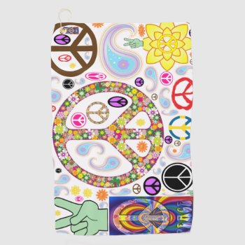 Peace & Paisley Collage Golf Towel by StuffOrSomething at Zazzle