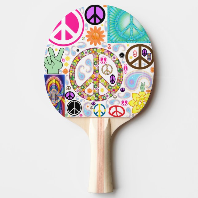 Peace & Paisley Collage Ping-Pong Paddle (Front)