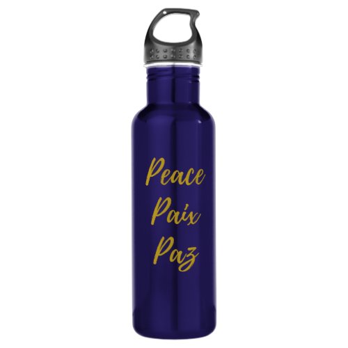 Peace Paix Paz message water bottle