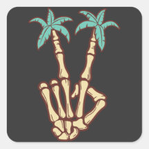 Peace Palm Trees Skeleton Hand Sign For Halloween