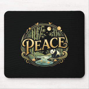 Peace Panda Minimal Zen Asian Nature Animal Illust Mouse Pad