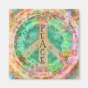 Peace Pastel Pretty Colorful Floral Inspirivity Magnet