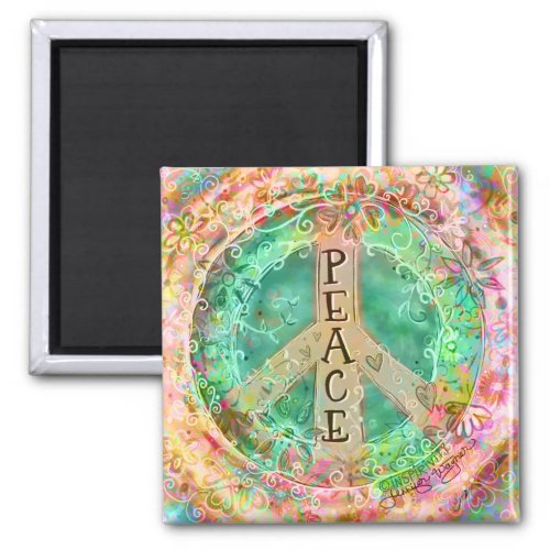 Peace Pastel Pretty Colorful Floral Inspirivity Magnet