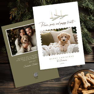 Peace Paws Puppy Treats Rustic Botanical Photo Dog Holiday Card