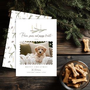 Peace Paws Puppy Treats Rustic Botanical Photo Dog Holiday Card