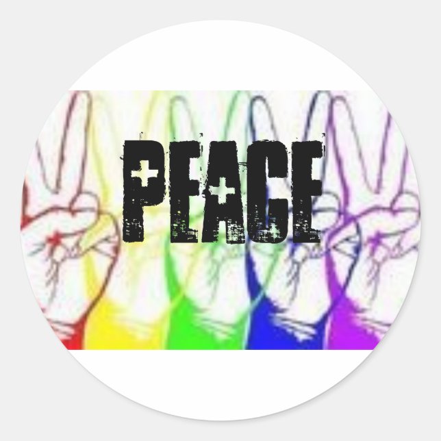 peace, peace classic round sticker (Front)