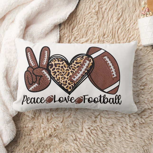 Peace Peace Love Football USA – Patriotic Sports Lumbar Pillow (Blanket)