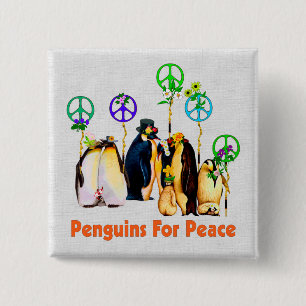 Peace Penguins Pinback Button