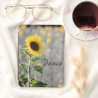 "Peace" Phrase, Field of Sunflowers, Black & White Kindle Cover