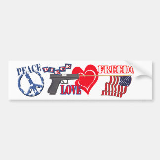 PEACE (PIECE) LOVE FREEDOM (FLAG) BUMPER STICKER