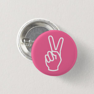 Peace pink white hand sign modern graphic button