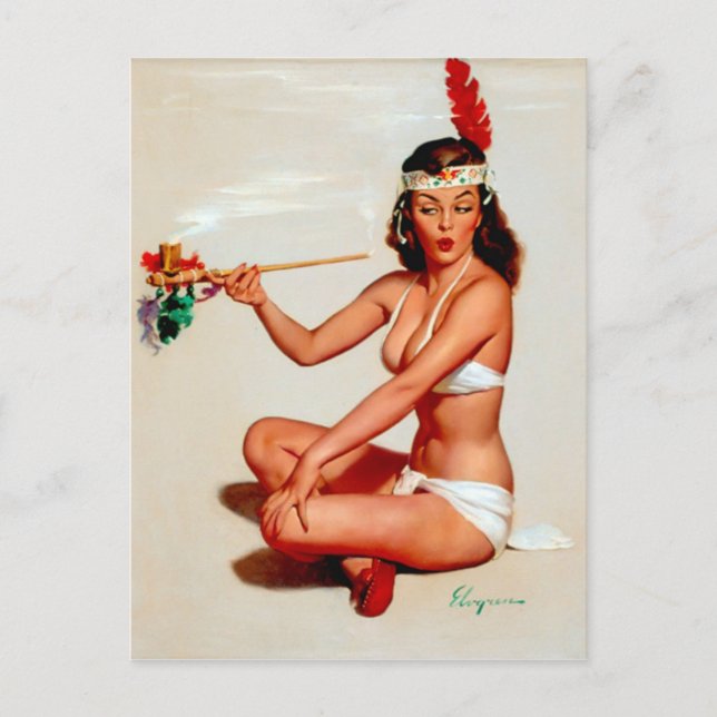 Peace Pipe Pin-Up Postcard (Front)