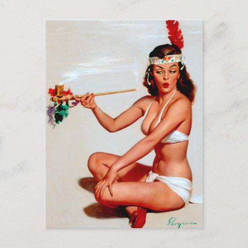 Peace Pipe Pin Up Postcard