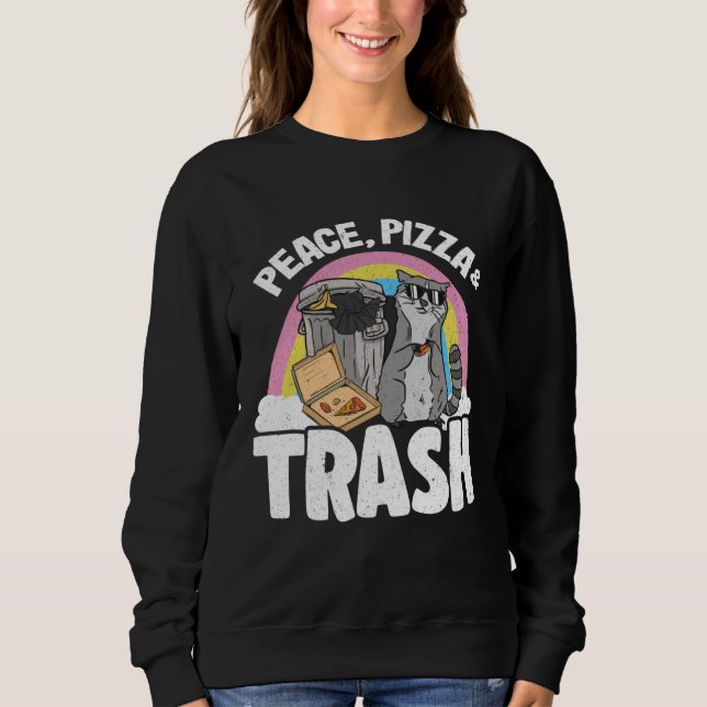 Peace, Pizza & Trash Can Rainbow Raccoon 3 Sweatshirt (Front)