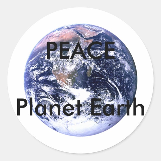 PEACE Planet Earth Day The MUSEUM Zazzle Gifts Classic Round Sticker (Front)