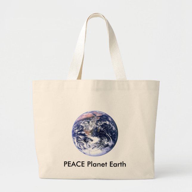 PEACE Planet Earth Day The MUSEUM Zazzle Gifts Large Tote Bag (Front)