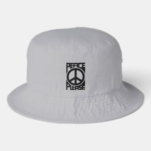 Peace Please Black Lettering Bucket Hat