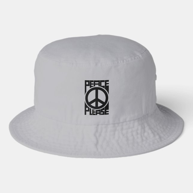 Peace Please Black Lettering Bucket Hat (Front)