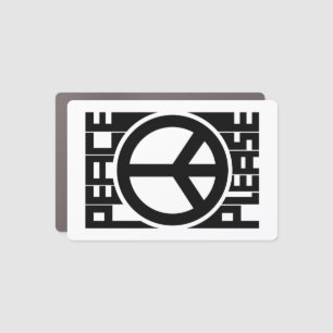 Peace Please Black Lettering Car Magnet