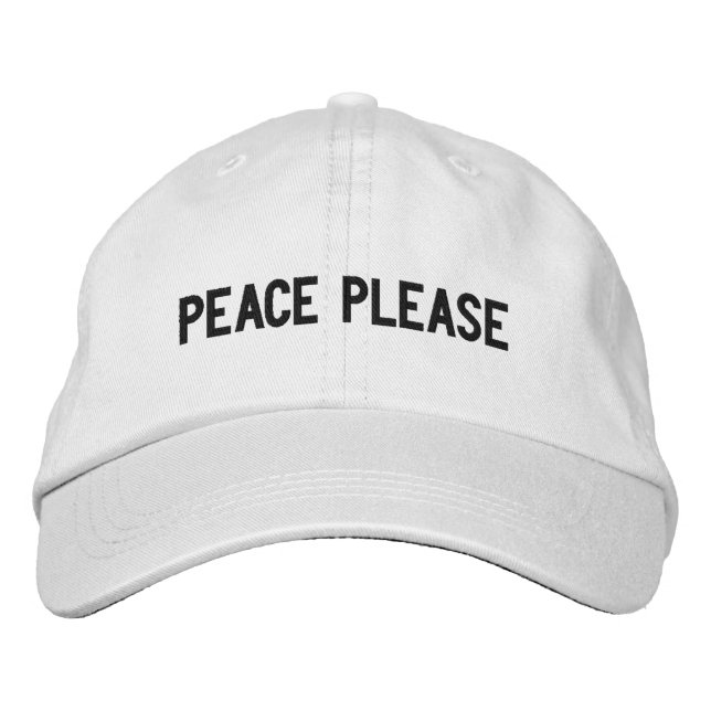 Peace please black minimalist modern custom text embroidered baseball cap (Front)